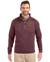 Washington Commanders Cutter & Buck Mainsail Sweater-Knit Mens Half Zip Pullover Jacket Bordeaux Heather Front Thumbnail Image