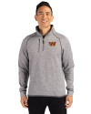 Washington Commanders Cutter & Buck Mainsail Sweater-Knit Mens Half Zip Pullover Jacket Polished Heather Front Thumbnail Image