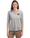Washington Commanders Cutter & Buck Virtue Eco Pique Recycled Half Zip Pullover Womens Hoodie Polished Medium Gray Front Thumbnail Image