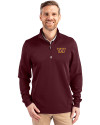 Washington Commanders Cutter & Buck Traverse Stretch Eco Quarter Zip Mens Pullover Bordeaux Front Thumbnail Image