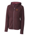 Washington Commanders Cutter & Buck Mainsail Full Zip Hooded Womens Jacket Bordeaux Heather Mannequin Thumbnail Image