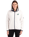 View image 10: Miami Dolphins Cutter & Buck Cascade Epic Comfort Recycled Sherpa Fleece Womens Full Zip Jacket Shell/Navy Blue Front