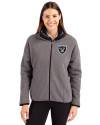 Las Vegas Raiders Cutter & Buck Cascade Eco Fleece Womens Full Zip Jacket Elemental Grey/Black Front Thumbnail Image