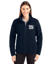 New York Giants Cutter & Buck Cascade Eco Fleece Womens Full Zip Jacket Navy Blue Front Thumbnail Image