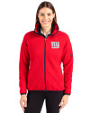 New York Giants Cutter & Buck Cascade Eco Fleece Womens Full Zip Jacket Red/Navy Blue Front Thumbnail Image
