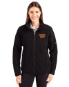 Washington Commanders Cutter & Buck Cascade Eco Fleece Womens Full Zip Jacket Black Front Thumbnail Image