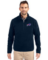 Buffalo Bills Cutter & Buck Cascade Eco Sherpa Fleece Mens Big & Tall Quarter Zip Jacket Navy Blue Front Thumbnail Image