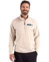 Seattle Seahawks Cutter & Buck Adapt Recycled Soft Knit Stretch Mens Hybrid Quarter Zip Pullover  Wheat Heather Front Thumbnail Image