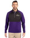 Baltimore Ravens Cutter & Buck Adapt Eco Knit Hybrid Recycled Mens Quarter Zip College Purple/Black Front Thumbnail Image