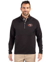 San Francisco 49ers Cutter & Buck Adapt Eco Knit Hybrid Recycled Mens Quarter Zip Black Front Thumbnail Image