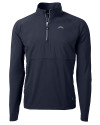 Los Angeles Chargers Cutter & Buck Adapt Eco Knit Hybrid Recycled Mens Quarter Zip Navy Blue Mannequin Thumbnail Image