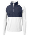 Los Angeles Chargers Cutter & Buck Adapt Eco Knit Hybrid Recycled Mens Quarter Zip White/Navy Blue Mannequin Thumbnail Image