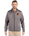 Baltimore Orioles Cutter & Buck Cascade Eco Fleece Mens Full Zip Jacket Elemental Grey/Black Front Thumbnail Image