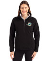 Miami Dolphins Cutter & Buck Cascade Eco Fleece Womens Pullover Jacket Black Front Thumbnail Image