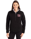 New York Giants Cutter & Buck Cascade Eco Fleece Womens Pullover Jacket Black Front Thumbnail Image