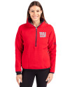 New York Giants Cutter & Buck Cascade Eco Fleece Womens Pullover Jacket Red/Navy Blue Front Thumbnail Image