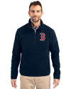 Boston Red Sox Cutter & Buck Cascade Eco Fleece Mens Quarter Zip Jacket Navy Blue Front Thumbnail Image