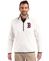 Boston Red Sox Cutter & Buck Cascade Eco Fleece Mens Quarter Zip Jacket Shell/Navy Blue Front Thumbnail Image