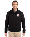 Pittsburgh Steelers Cutter & Buck Cascade Eco Fleece Mens Quarter Zip Jacket Black Front Thumbnail Image
