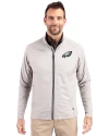 Philadelphia Eagles Cutter & Buck Adapt Eco Knit Hybrid Recycled Mens Big & Tall Full Zip Jacket Polished Medium Gray Front Thumbnail Image