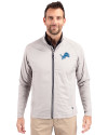 Detroit Lions Cutter & Buck Adapt Eco Knit Hybrid Recycled Mens Big & Tall Full Zip Jacket Polished Medium Gray Front Thumbnail Image