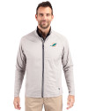 View image 13: Miami Dolphins Cutter & Buck Adapt Recycled Soft Knit Stretch Mens Big & Tall Hybrid Full Zip Jacket Polished Medium Gray Front