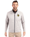Minnesota Vikings Cutter & Buck Adapt Eco Knit Hybrid Recycled Mens Big & Tall Full Zip Jacket Polished Medium Gray Front Thumbnail Image