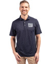 New York Giants Cutter & Buck Virtue Eco Pique Tile Print Recycled Mens Big & Tall Polo Navy Blue Front Thumbnail Image