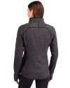 New England Patriots Cutter & Buck Mainsail Sweater-Knit Womens Full Zip Jacket Charcoal Heather Back Thumbnail Image
