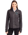 Las Vegas Raiders Cutter & Buck Mainsail Sweater-Knit Womens Full Zip Jacket Charcoal Heather Front Thumbnail Image