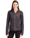 Cincinnati Bengals Cutter & Buck Mainsail Sweater-Knit Womens Full Zip Jacket Charcoal Heather Front Thumbnail Image