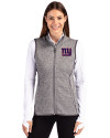 New York Giants Cutter & Buck Mainsail Sweater Knit Womens Full Zip Vest Polished Heather Front Thumbnail Image