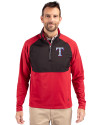 Texas Rangers Cutter & Buck Adapt Eco Knit Hybrid Recycled Mens Quarter Zip Cardinal Red/Black Front Thumbnail Image