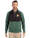 Athletics Cutter & Buck Adapt Eco Knit Hybrid Recycled Mens Quarter Zip Hunter/Black Front Thumbnail Image