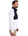 Detroit Tigers Cutter & Buck Adapt Eco Knit Hybrid Recycled Mens Quarter Zip White/Navy Blue Side Thumbnail Image