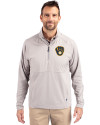 Milwaukee Brewers Cutter & Buck Adapt Eco Knit Hybrid Recycled Mens Quarter Zip Polished Medium Gray Front Thumbnail Image