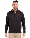 San Francisco Giants Cutter & Buck Adapt Eco Knit Hybrid Recycled Mens Quarter Zip Black Front Thumbnail Image