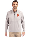 San Francisco Giants Cutter & Buck Adapt Eco Knit Hybrid Recycled Mens Quarter Zip Polished Medium Gray Front Thumbnail Image