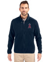 View image 1: Los Angeles Angels Cutter & Buck Cascade Epic Comfort Recycled Sherpa Fleece Mens Big & Tall Full Zip Jacket Navy Blue Front