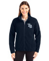 Tampa Bay Rays Cutter & Buck Cascade Eco Fleece Womens Full Zip Jacket Navy Blue Front Thumbnail Image