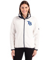 Tampa Bay Rays Cutter & Buck Cascade Eco Fleece Womens Full Zip Jacket Shell/Navy Blue Front Thumbnail Image