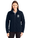 Detroit Tigers Cutter & Buck Cascade Eco Fleece Womens Full Zip Jacket Navy Blue Front Thumbnail Image