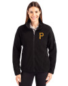 Pittsburgh Pirates Cutter & Buck Cascade Eco Fleece Womens Full Zip Jacket Black Front Thumbnail Image