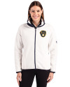 Milwaukee Brewers Cutter & Buck Cascade Eco Fleece Womens Full Zip Jacket Shell/Navy Blue Front Thumbnail Image