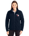 View image 1: Cleveland Guardians Cutter & Buck Cascade Epic Comfort Recycled Sherpa Fleece Womens Full Zip Jacket Navy Blue Front