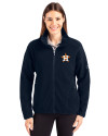 Houston Astros Cutter & Buck Cascade Eco Fleece Womens Full Zip Jacket Navy Blue Front Thumbnail Image