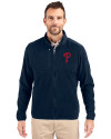 Philadelphia Phillies Cutter & Buck Cascade Eco Fleece Mens Full Zip Jacket Navy Blue Front Thumbnail Image