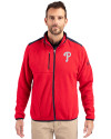 Philadelphia Phillies Cutter & Buck Cascade Eco Fleece Mens Full Zip Jacket Red/Navy Blue Front Thumbnail Image
