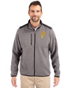 Pittsburgh Pirates Cutter & Buck Cascade Eco Fleece Mens Full Zip Jacket Elemental Grey/Black Front Thumbnail Image
