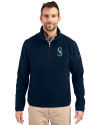 Seattle Mariners Cutter & Buck Cascade Eco Fleece Mens Quarter Zip Jacket Navy Blue Front Thumbnail Image